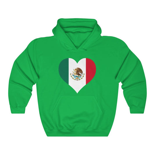 Mexico Heart Flag Hoodie Sweatshirt - Unisex
