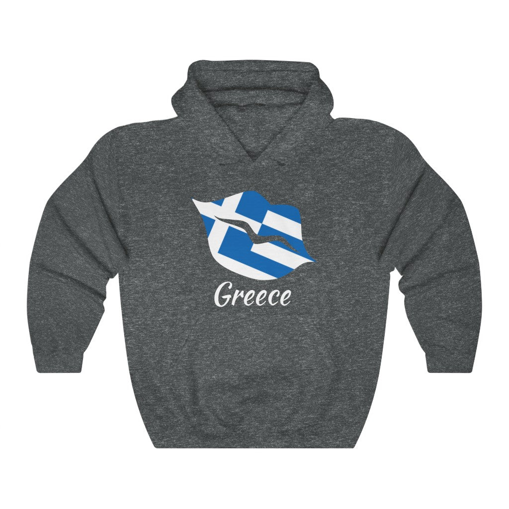 Greece Lips Flag Hoodie Sweatshirt 2 - Unisex