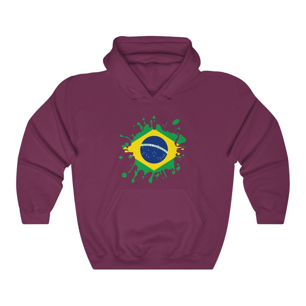 Brazil Splat Flag Hoodie Sweatshirt - Unisex
