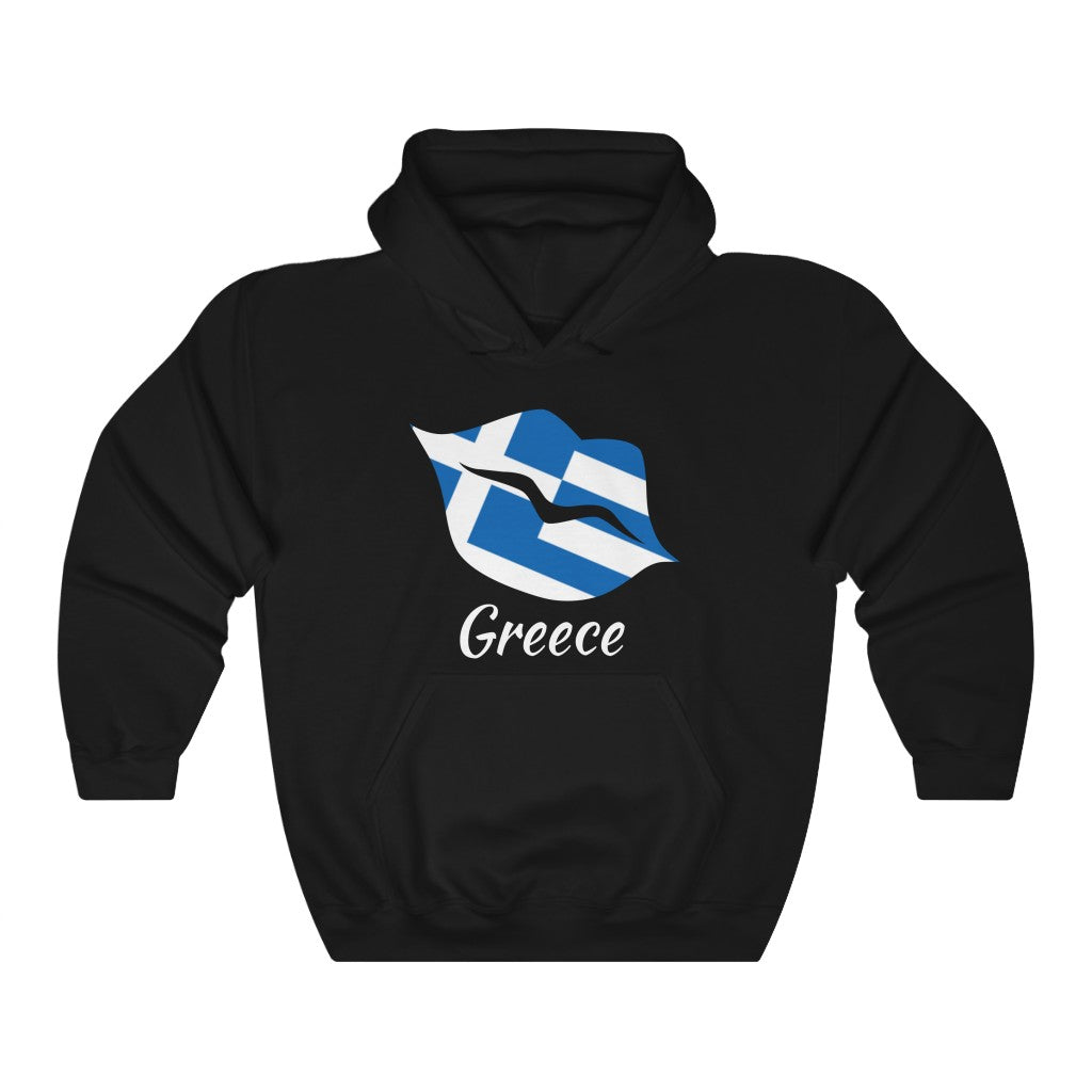 Greece Lips Flag Hoodie Sweatshirt 2 - Unisex