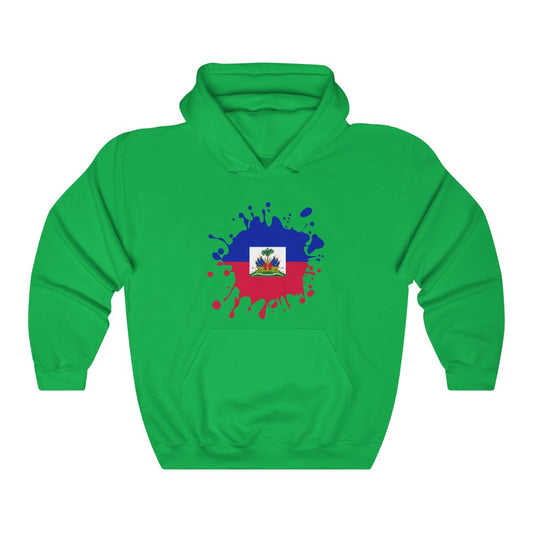 Haiti Splat Flag Hoodie Sweatshirt - Unisex