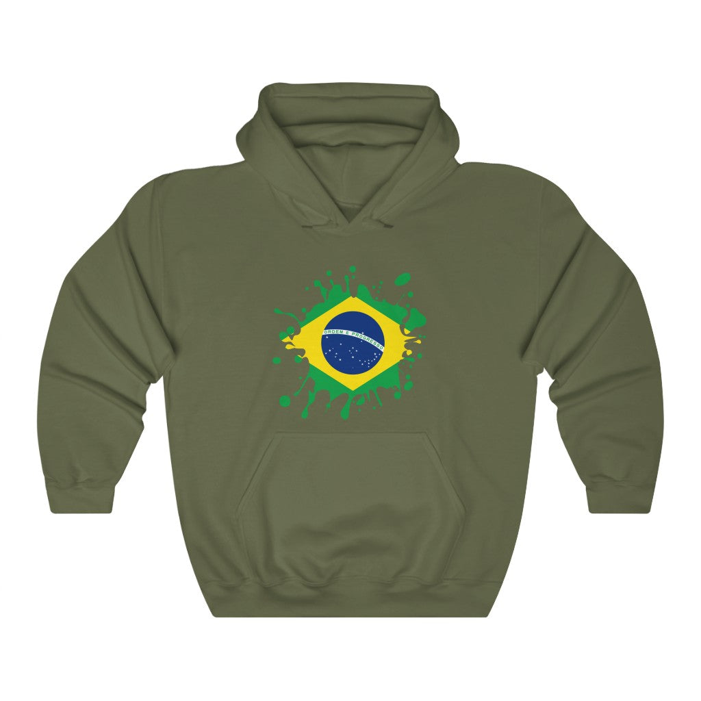 Brazil Splat Flag Hoodie Sweatshirt - Unisex